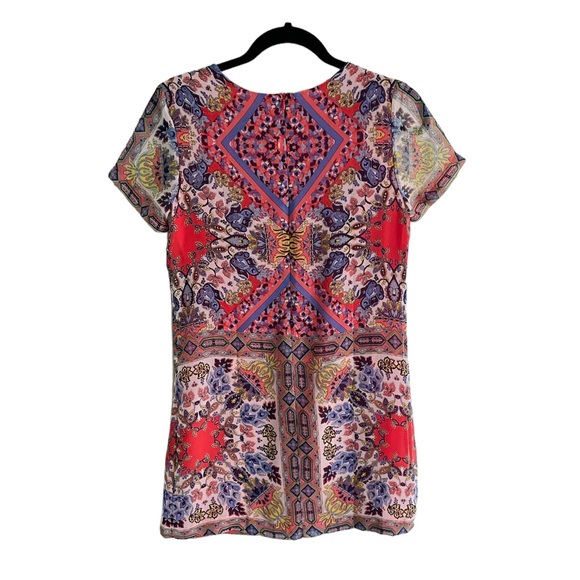 Lulu’s Sangria Coral Pink Tile Print Shift Dress - Picture 4 of 6